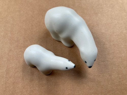 Vintage White Polar Bear (2) Bears Pair ARABIA Porcelain Finland Figurines
