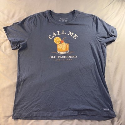 Life Is Good Brand Navy Blue Men's XXL T-Shirt ''Call Me Old Fashioned'' Cocktail