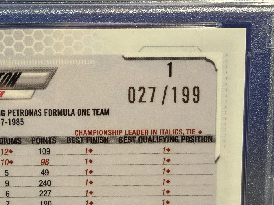 2021 Topps Chrome F1 Sapphire #1 Lewis Hamilton Chartreuse SP IV /199 PSA 10 - Image 3 of 4