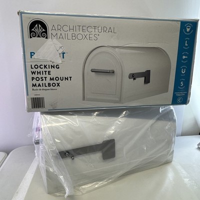 Architectural Mailboxes RELIANT Post Mount Mailbox White Large Steel Locking