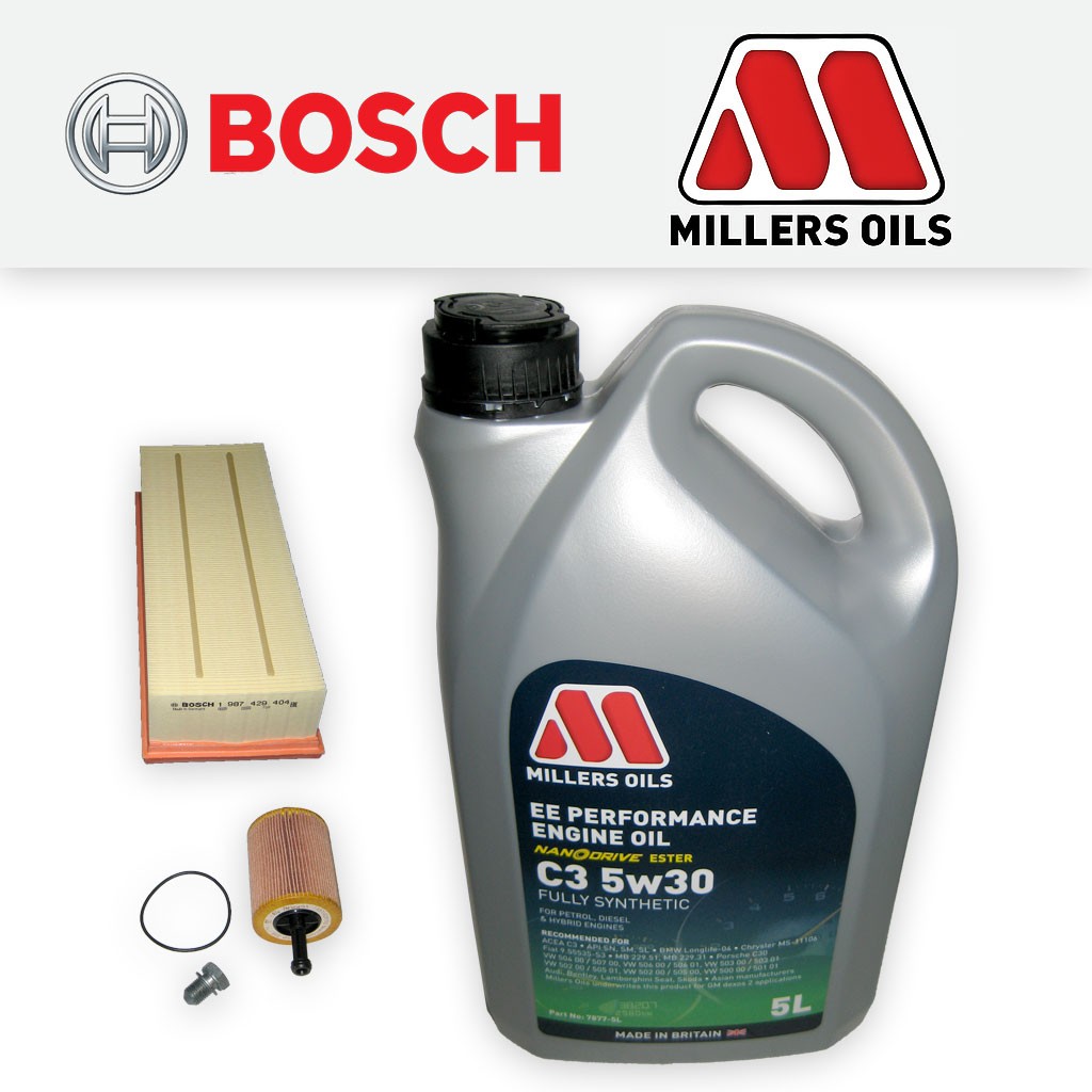 SERVICE KIT for AUDI A3 (8P) 1.9 TDI OIL AIR FILTERS +5L MILLERS OIL (2003-2012)
