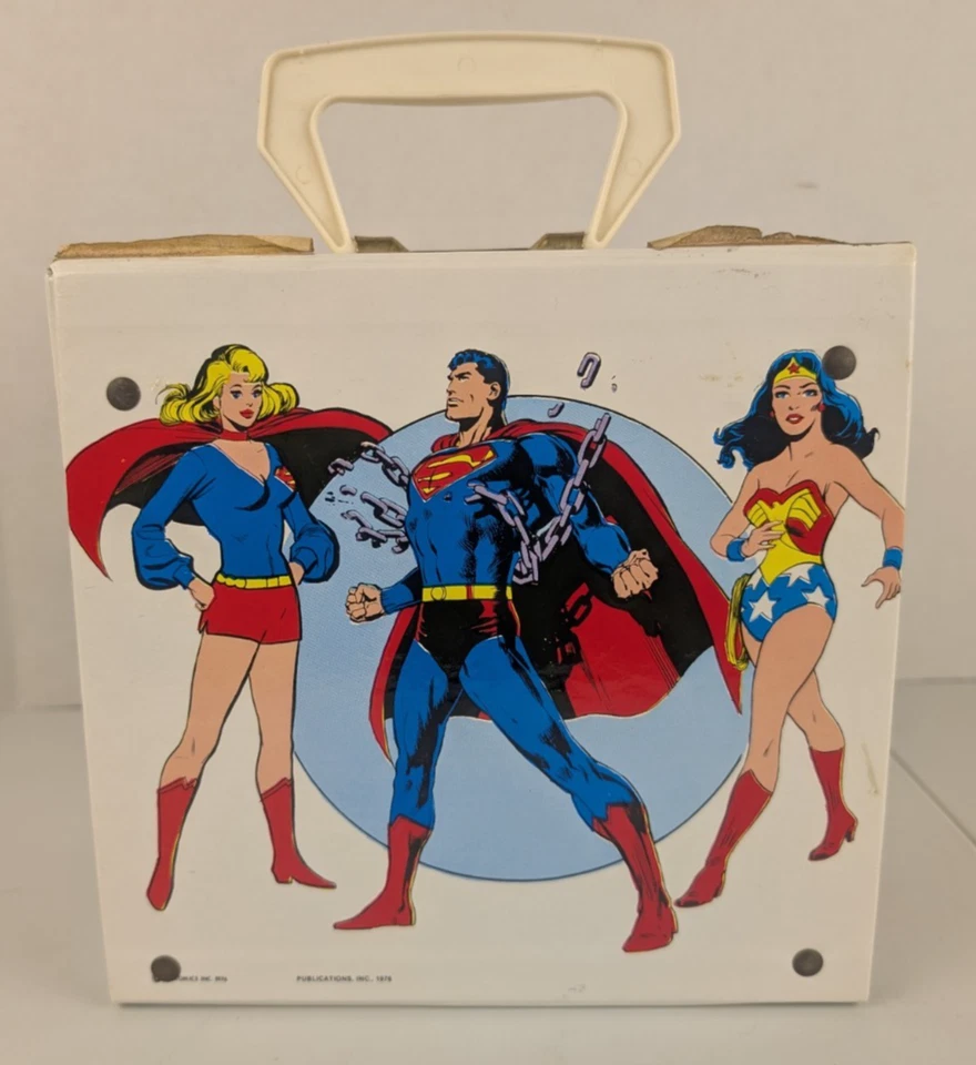 Caja de almacenamiento de discos de vinilo Supercase 1975 DC Comics Batman Superman Joker rara Foto 4 de 4