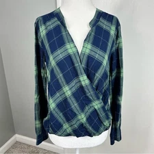 Splendid Plaid Wrap Blouse Size S