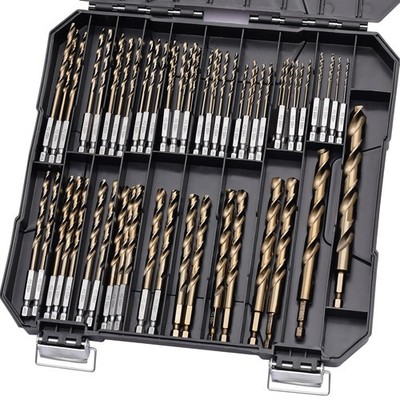 Hex Shank Cobalt Drill Bit Set 63Pcs 1/16 1/2 M35 HSS Case