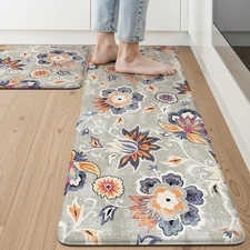 anti Fatigue Mats for Kitchen Floor 2 Piece,Cushioned Memory Foam Blue Gray