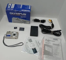 Olympus FE-280 8.0MP Digital Camera - Silver 512 Mb XD Card Box Battery Charger