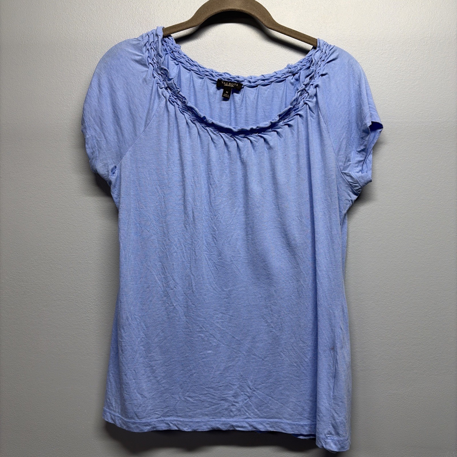Women's TALBOTS Blue Short Sleeve Top *Flaw* - Size Medium
