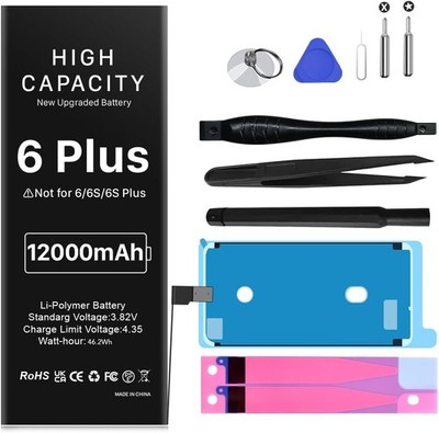 12000mAh Battery for iPhone 6 Plus 2026 Upgraded High Capacity New 0 Cycle