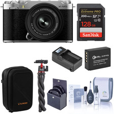 Fujifilm X-M5 Mirrorless Camera with XC 15-45mm f/3.5-5.6 OIS PZ Lens, Silver