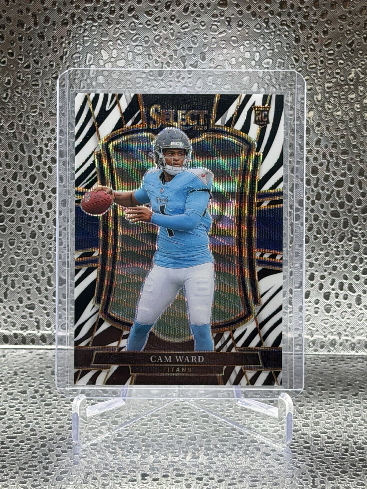2025 Panini Select Zebra Prizm Cam Ward Titans Rookie #126 Case Hit SP