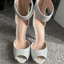 Dream Pairs Silver Rhinestone Ankle Strap Strappy Stiletto Peep Toe Heels