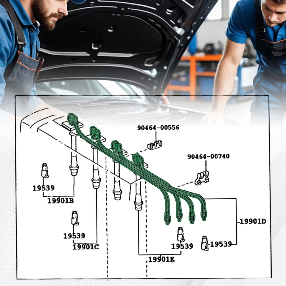 Nuevo juego de cables de bujía cable de encendido para 98 99 00 Toyota Rav4 90919-22400 EE. UU. Foto 3 de 4