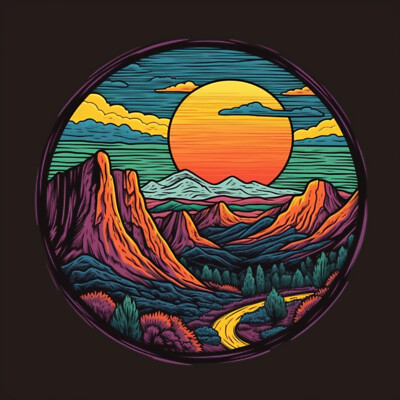 Mountain Skyline Patch Iron-on Applique Nature Badge Seek Adventure Forest