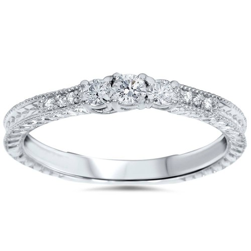 Bague Vintage Or Blanc 14k – Perle De Culture Et Diamants – Trois Pierres – Taille 6.75