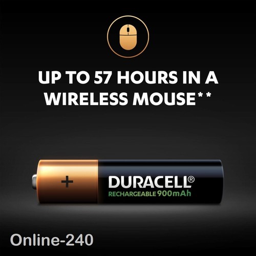 NEW GENUINE DURACELL RECHARGEABLE NiMH AAA 900mAh 1.2V 1x PACK = 4x BATTERIES - Picture 4 of 11