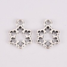 12 Snowflake Charms Christmas Pendant Antique Silver Tone 16 x 11 mm 1358