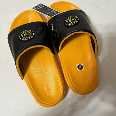 Mens SZ Nike Jordan Play Slides Black Yellow Retro Athletic Flops  FD2114-007