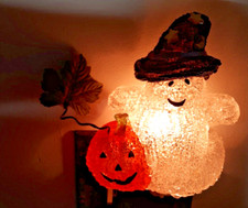 Halloween night light ghost and pumpkin heavy gage plastic 6" tall by 4.5" wide