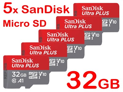 LOT 5x SanDisk Ultra Plus 32GB MicroSD Card
