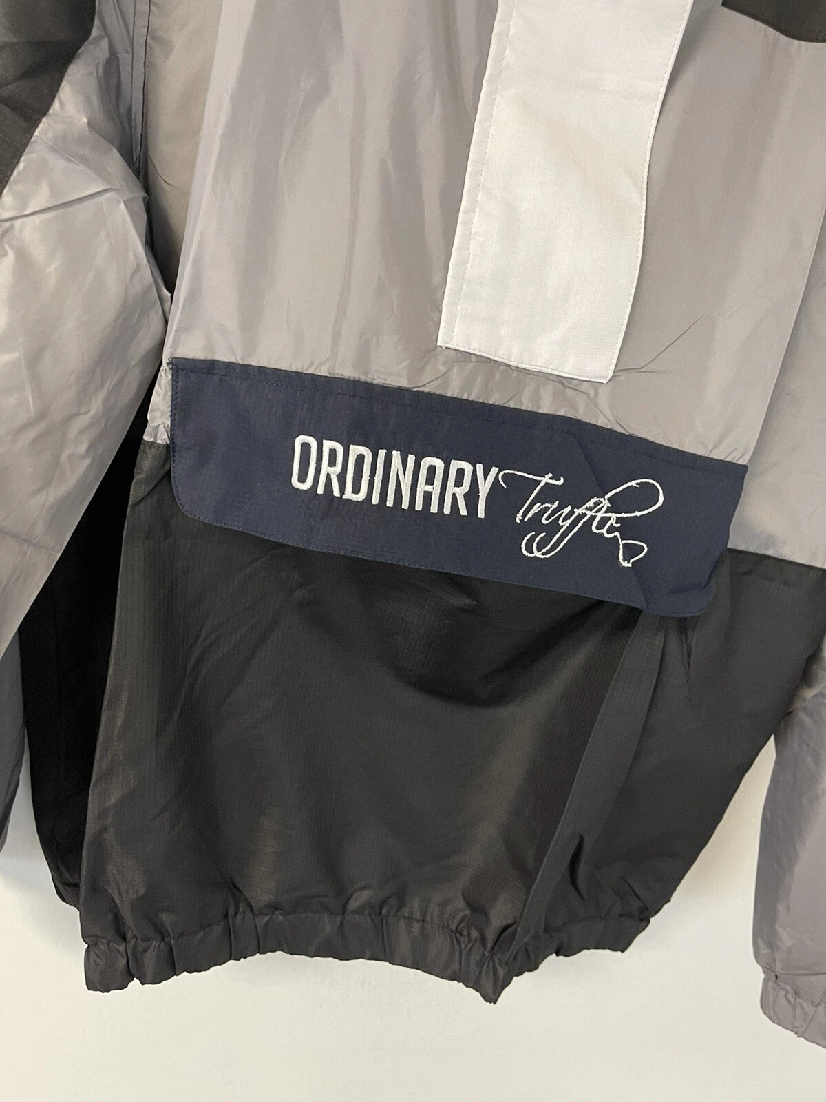 Ordinary Truffle Jacket Mens Medium Black Color Block 1/4 Zip Windbreaker N126 - product detail image 2