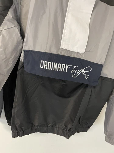 Ordinary Truffle Jacket Mens Medium Black Color Block 1/4 Zip Windbreaker N126 image 2