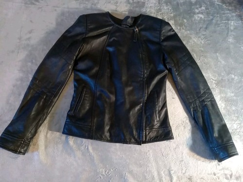 Gazelle Lamb Leather Jacket Women's Medium Black Casual Biker Sporty Vtg *