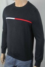 Tommy Hilfiger Black Red Crew Neck Soft Cotton Sweater NWT