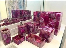 Pink Agate Stone bathroom Set Bathroom accessories Luxury bathroom set
