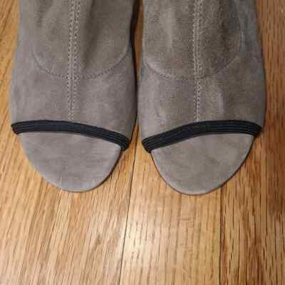 Diane von Furstenberg Size 7M Amara Leather Suede Peep Toe  Diane von Furstenberg Size 7M Grey Amara Suede Peep Toe Platform Bootie main image 1