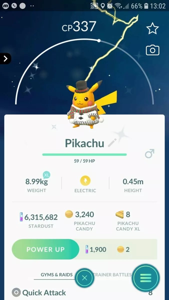 Shiny Pikachu ( Holiday Costume ) Pokemon Trade Go