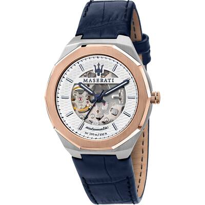 Maserati Style Automatik Herrenuhr R8821142001 Leder Schwarz Skelettiert