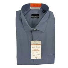 Van Heusen Mens Regular Fit Stain Shield Dress Shirt Penn Blue L 16-16.5 32/33