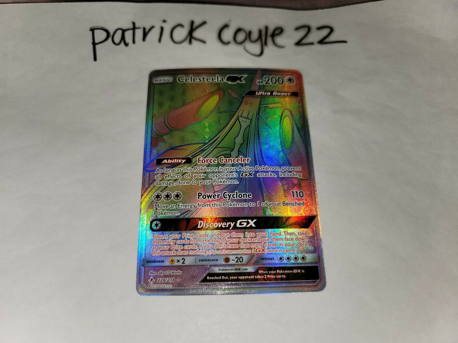 Celesteela GX Full Art Holo Secret Rare Sun & Moon Unbroken Bonds 228/214 NM