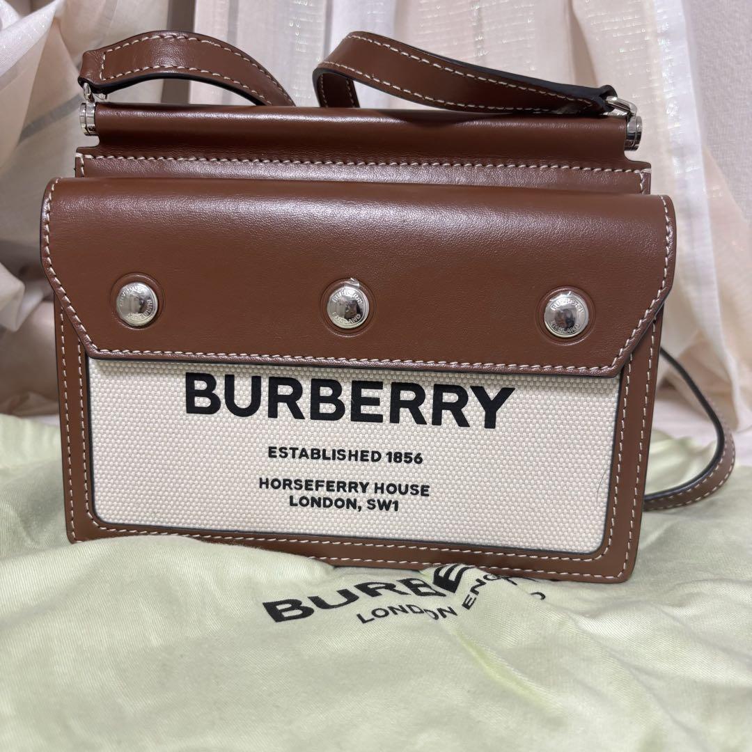 Burberry Shoulder Bag Canvas Natural/Brown | eBay