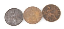 UK GREAT BRITAIN QUEEN VICTORIA PENNY COIN, SET OF 3//COLLECTIBLE COIN