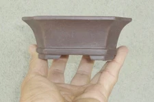 Rectangle Zisha Bonsai Pot Mame Accent Planter W/ Maker's Mark 5"x4.75"x2"