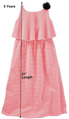 Mädchen MIDIKLEID A-Linie ärmellos Mock Top PINK Streifen Jersey Carters 4-12 Jahre - Bild 6 von 10