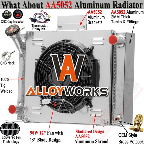 4Row Radiator Shroud Fan Fit 1983-1994 Ford Ranger Pickup 2.3L 2.8L 2.9L V8,