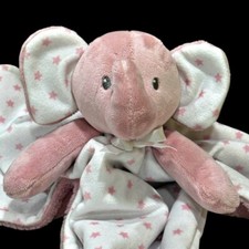 Blankets Beyond Elephant Lovey Plush Pink White Stars 13 Inch Security Blanket