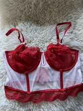 Auden Red And White Lace Corset Size M