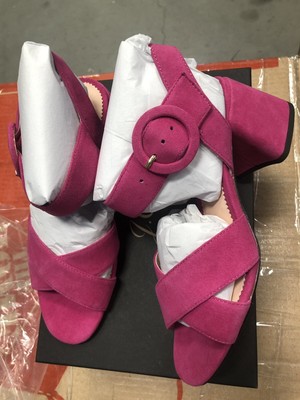 magenta block heel sandals