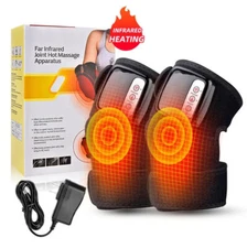 USB Rechargeable Electric Heating Vibration Knee Massager Pads Joint Pain Relief
