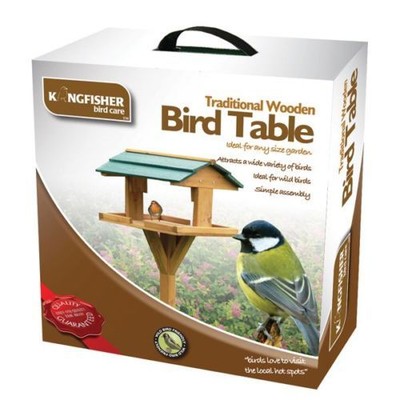 TRADITIONAL WOODEN BIRD TABLE FREE STANDING BIRDS FEEDER FEEDING STATION BF009