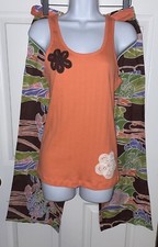 Natori Cruz Sz Medium Floral Sleeveless 100 Cotton Pajamas Pajama Set EUC