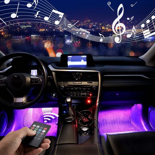 12V 12LED RGB Car Interior LED Strip Lights Wireless With Remote Control Music - Picture 2 of 12