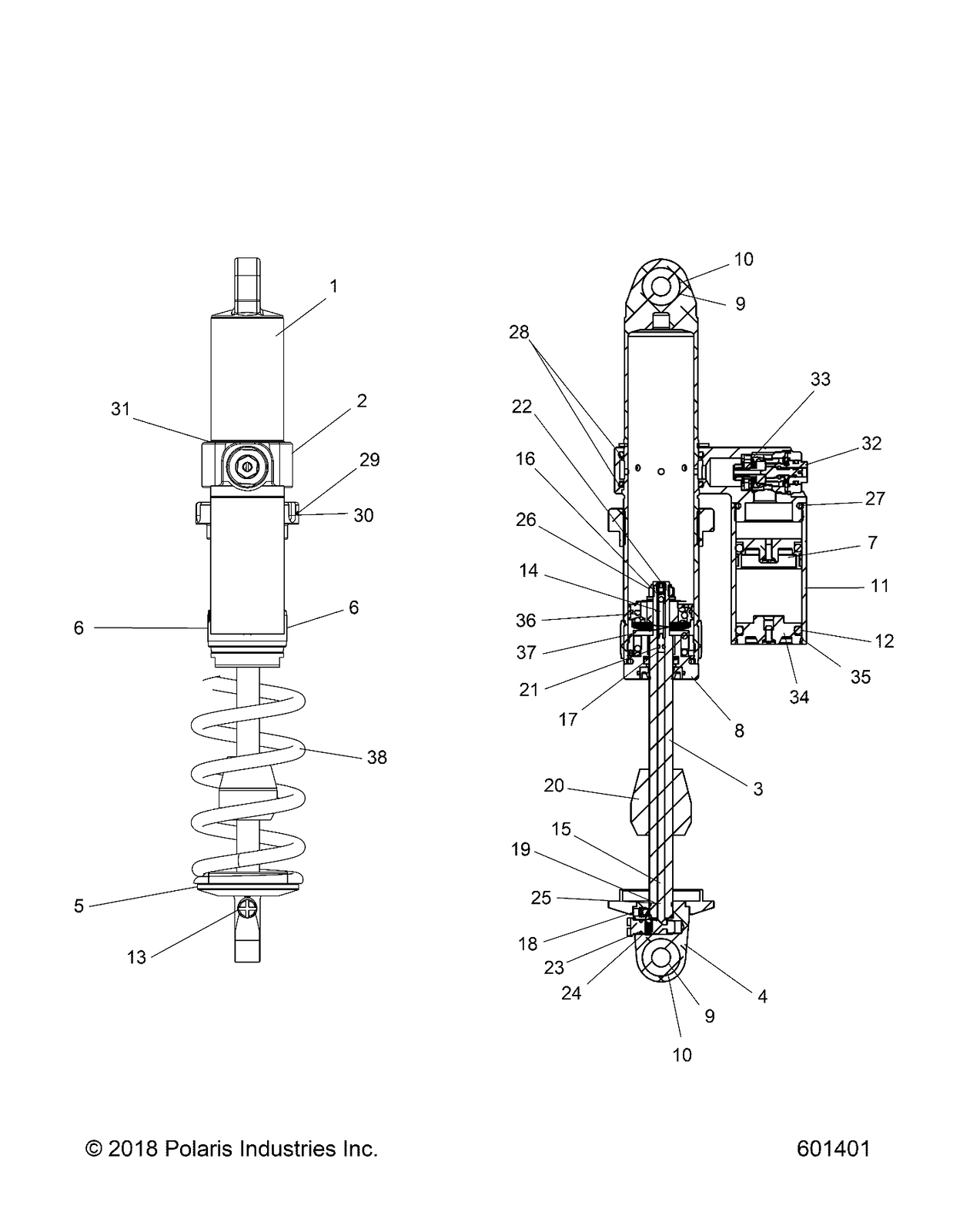 Polaris SHOCK, IFS, WALKER EVANS, VELOCITY RACE, Genuine OEM Part