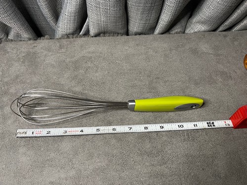 Oneida Balloon Utility Whisk Stainless Steel Olive Green Handle 12” - Picture 6 of 6