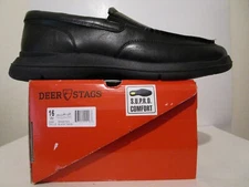 Deer Stags Mens Spartan Faux Leather Slip In Moc Toe Loafers Black Size 16 W