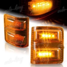 Fit 08-16 Ford Super Duty Amber Lens Side Mirror Amber Led Turn Signal Lights