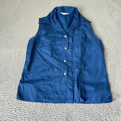 Vintage Ship n' Shore Shirt Womens 38 Blue Button Up 70s Disco Casual Laides